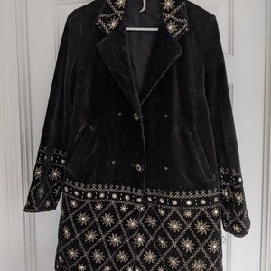 Free People Velvet, Embroidered Coat